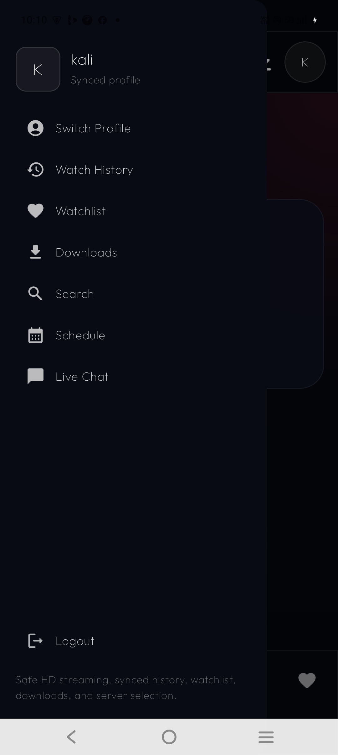 Watch history screenshot in animeTVplus Android app